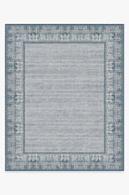 Load image into Gallery viewer, Vintage Daisy Bordered Blue Rug