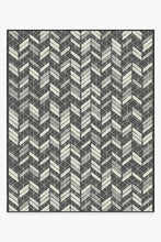 Load image into Gallery viewer, Outdoor Painted Chevron Black Rug
