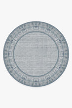 Load image into Gallery viewer, Vintage Daisy Bordered Blue Rug
