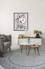 Load image into Gallery viewer, Vintage Daisy Bordered Blue Rug

